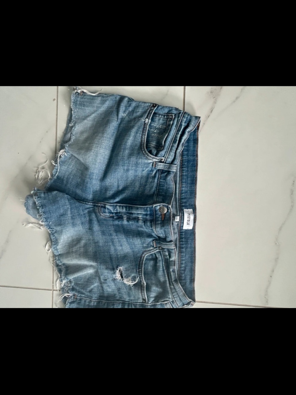 Distressed Blue Denim Women’s Shorts-Pistola